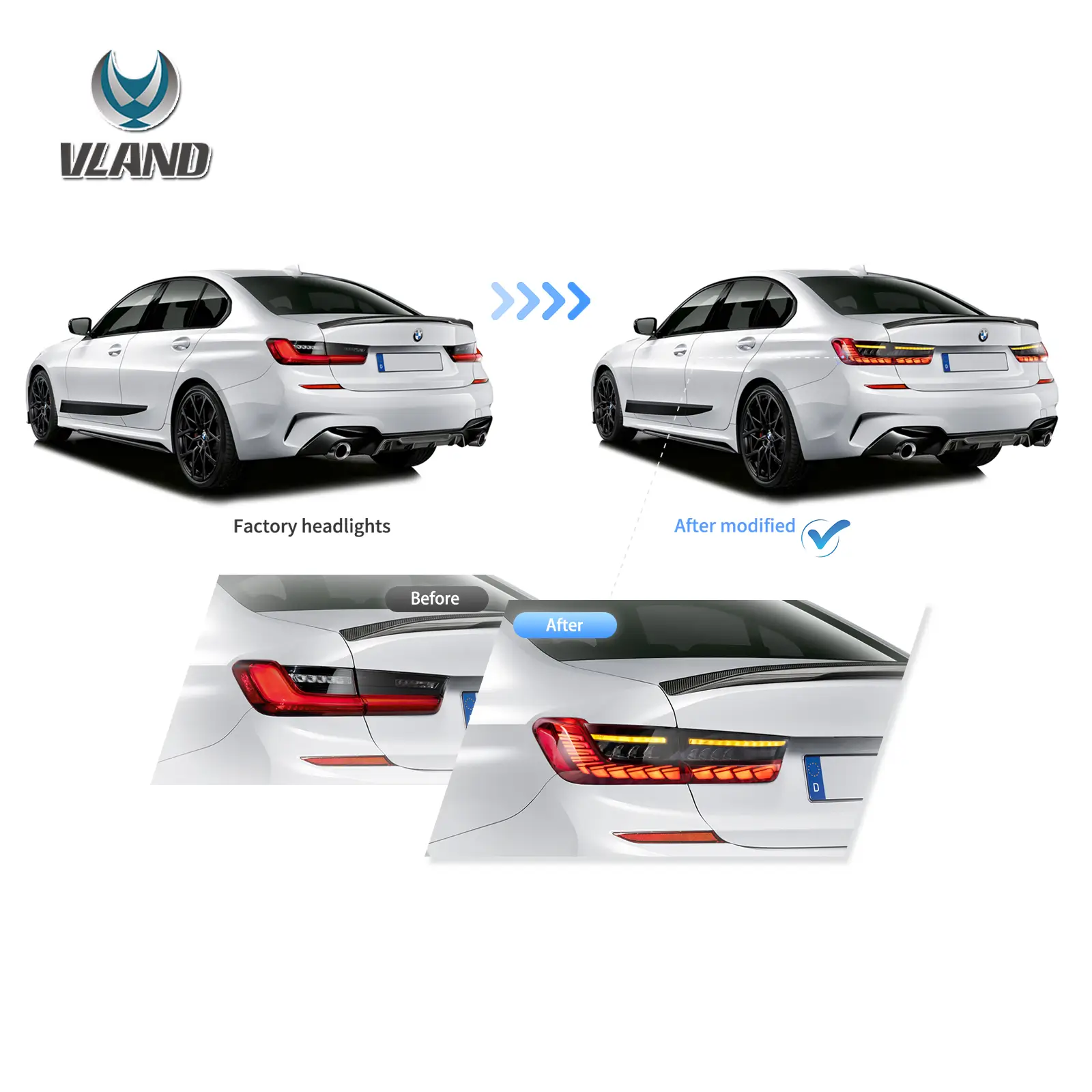 18-24 BMW 3 Series 7th Gen G20/G28/G80 Vland OLED Tail Lights With Sequential Turn Signal [E-mark] - Image 8