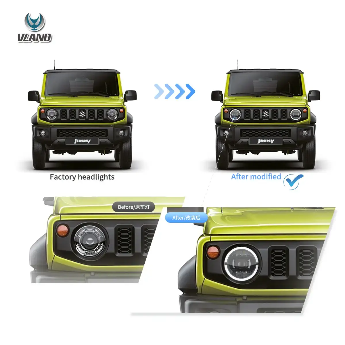 19-23 Suzuki Jimny Vland Full LED Dual Beam Projector Upgrade Headlights With Start-up animation - Image 5
