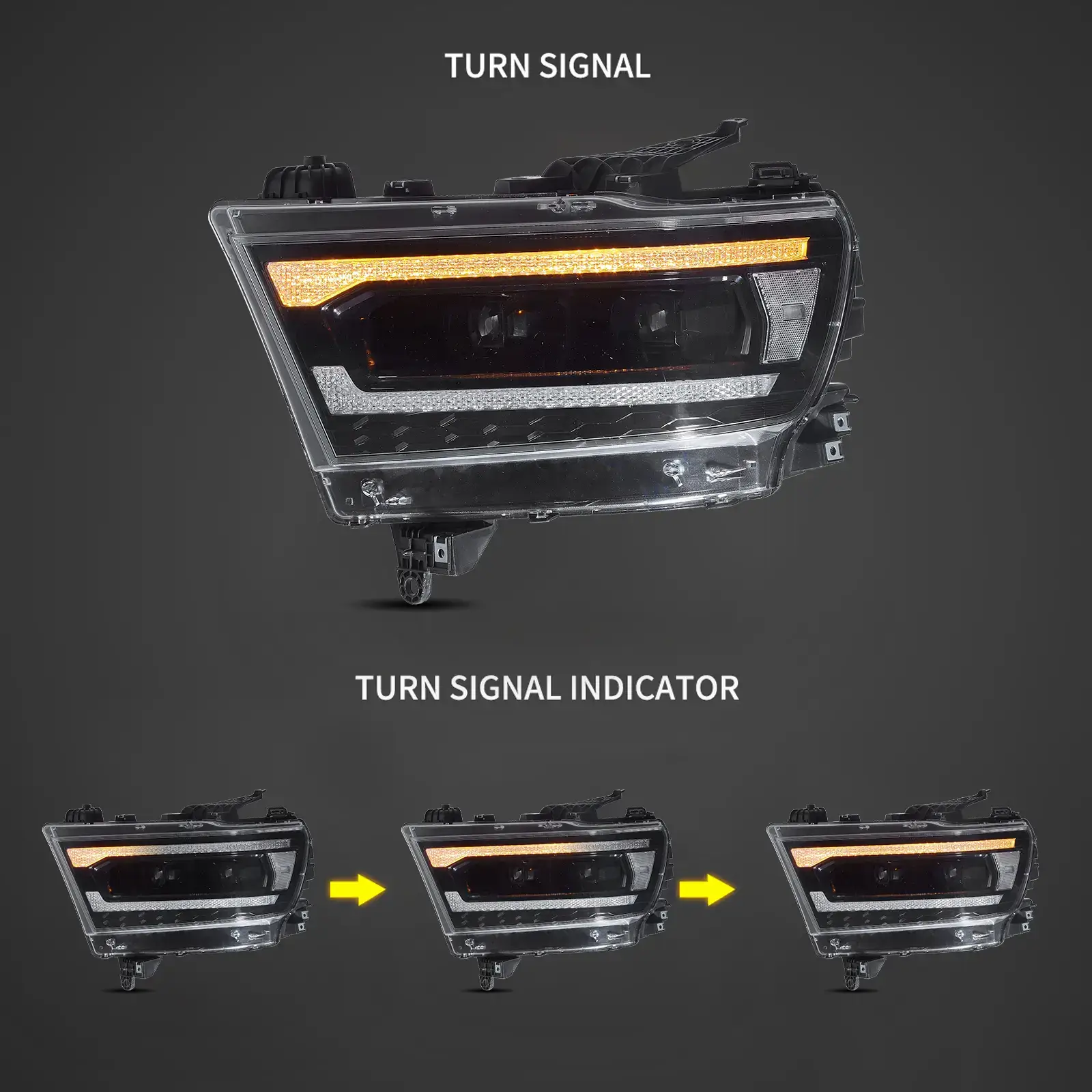 19-24 Dodge Ram 1500 Vland Full LED Headlights W/Start-up Animation - Image 5