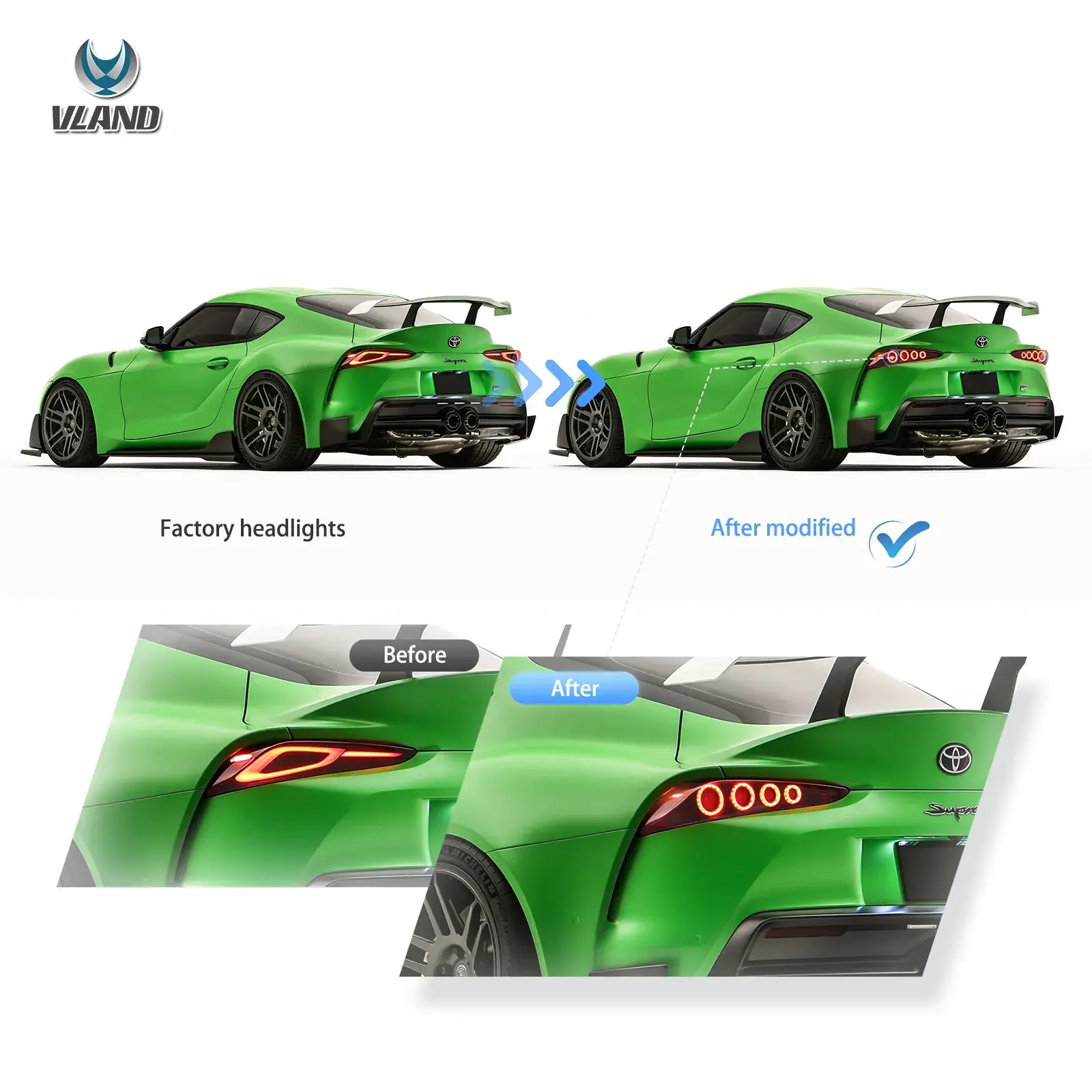 19-24 Toyota GR Supra A90/A91 Vland LED Tail Lights w/Dynamic Animation - Image 8