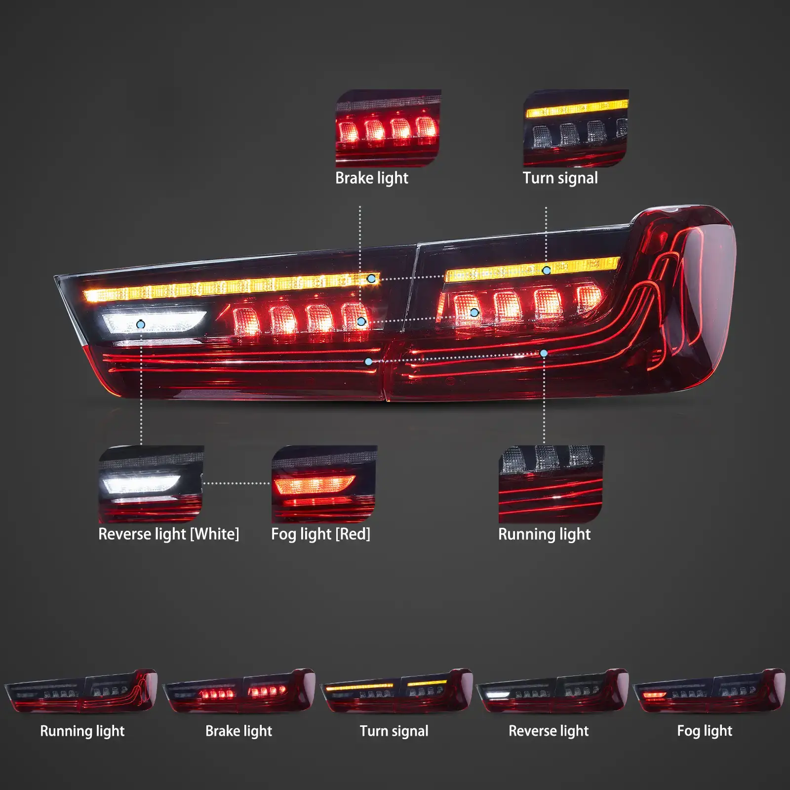 19-UP BMW 3-SERIES G20/G80 M3 Vland Laser Tail Lights CSL Style [E-mark] - Image 5