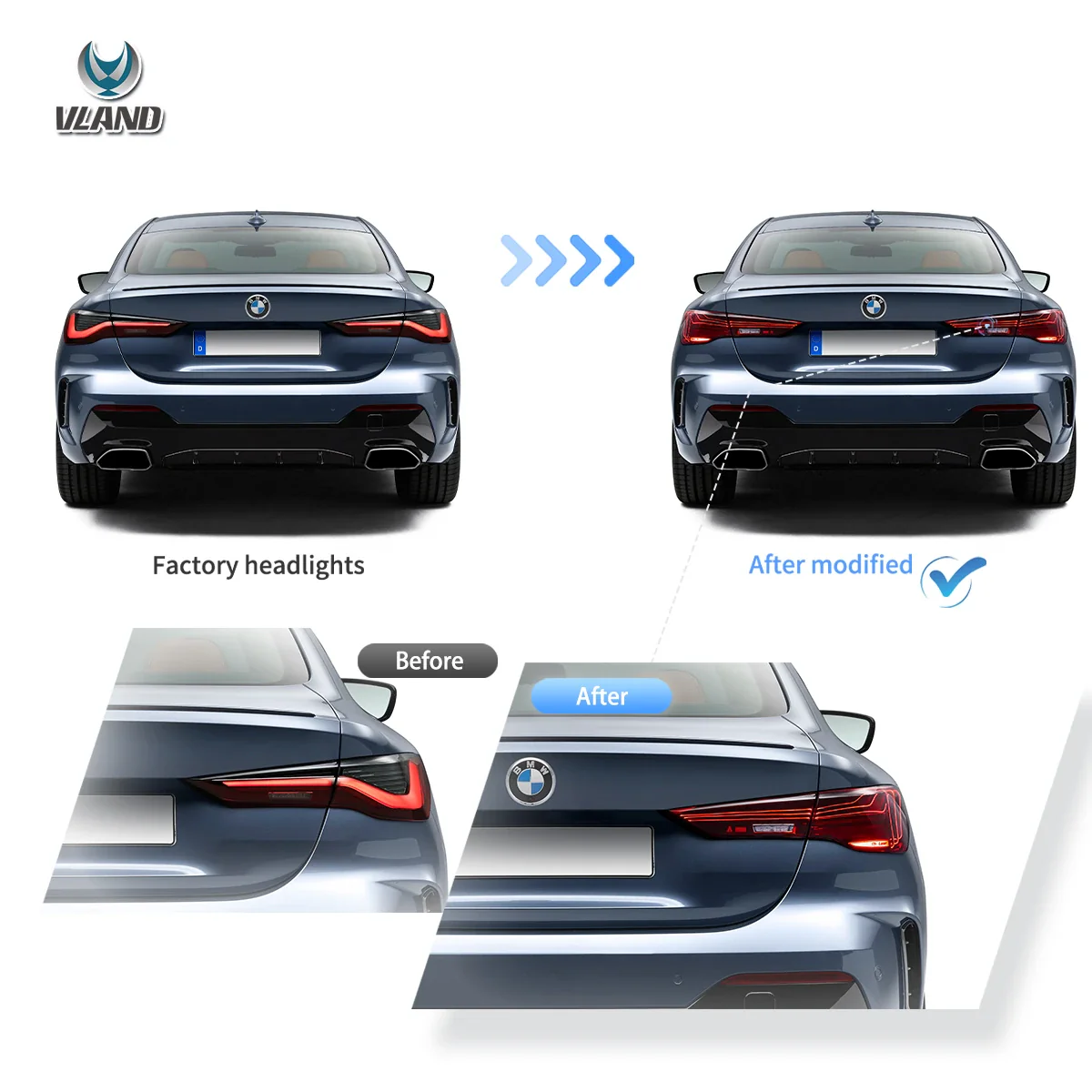 20-UP BMW 4 Series G22/G23/G26/G82/G83 Vland Laser Tail Lights [E-mark] - Image 7