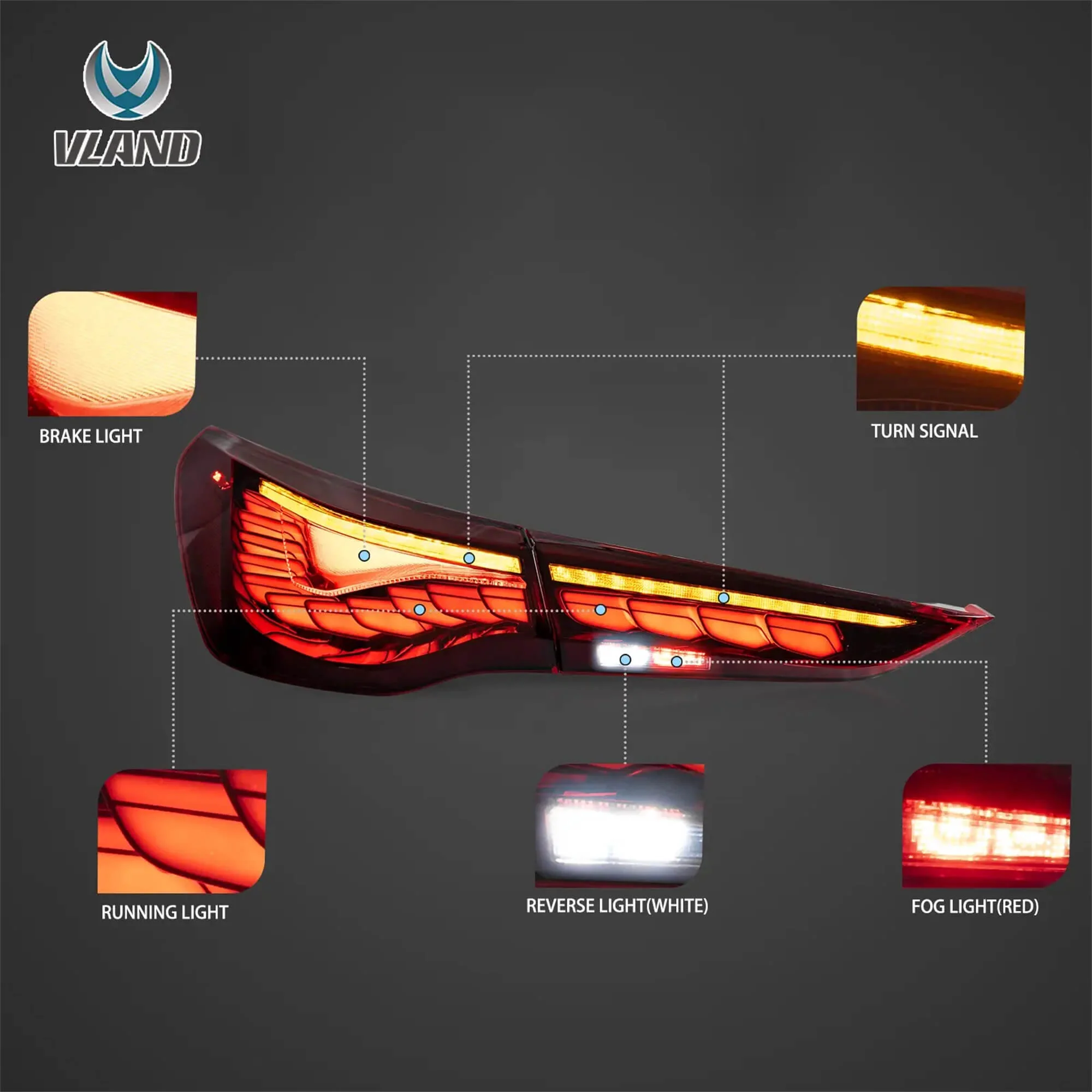 20-UP BMW 4 Series G22/G23/G26 Vland OLED Tail Lights With Dynamic Welcome Lighting [E-mark] - Image 5