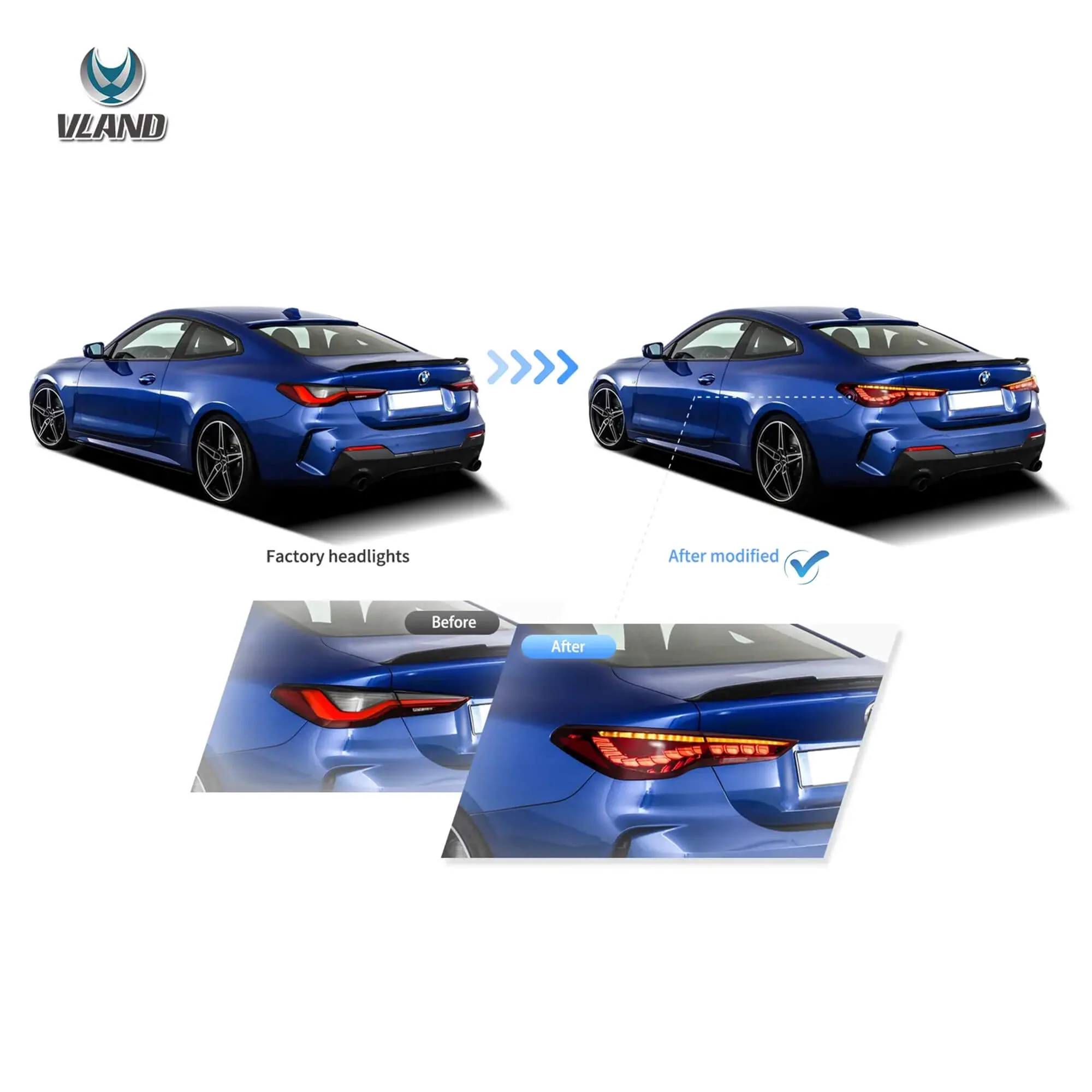 20-UP BMW 4 Series G22/G23/G26 Vland OLED Tail Lights With Dynamic Welcome Lighting [E-mark] - Image 9