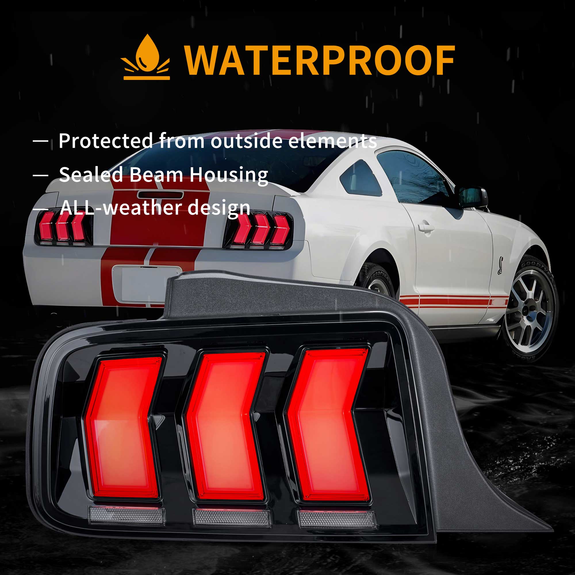 2005-2009 Ford Mustang 5th Gen S197 Vland LED Tail Lights Amber Sequential Turn Signal - Image 10