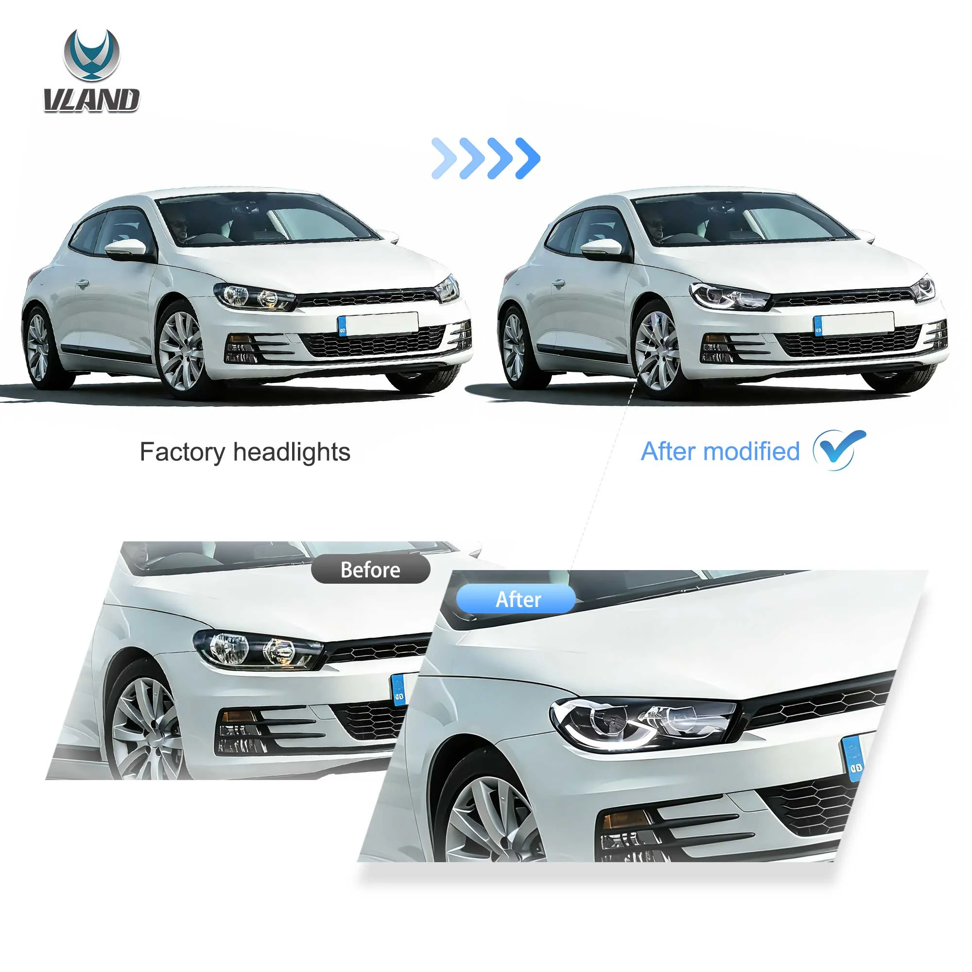2009-2014 VW Scirocco LED Headlights With Start-up animation - Image 5