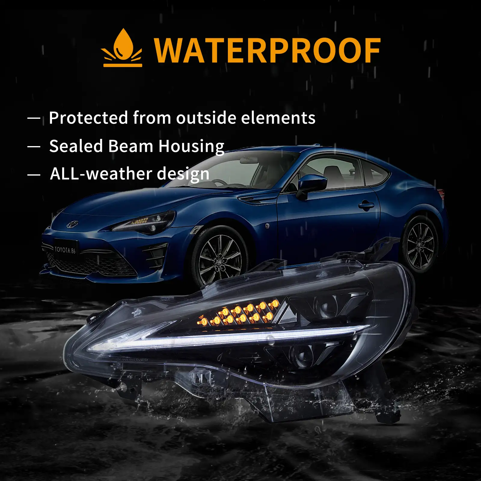 12–21 Toyota 86/GT86, Subaru Brz, Scion Frs Vland Upgrade Full LED Dual Beam Projector Headlights - Image 8