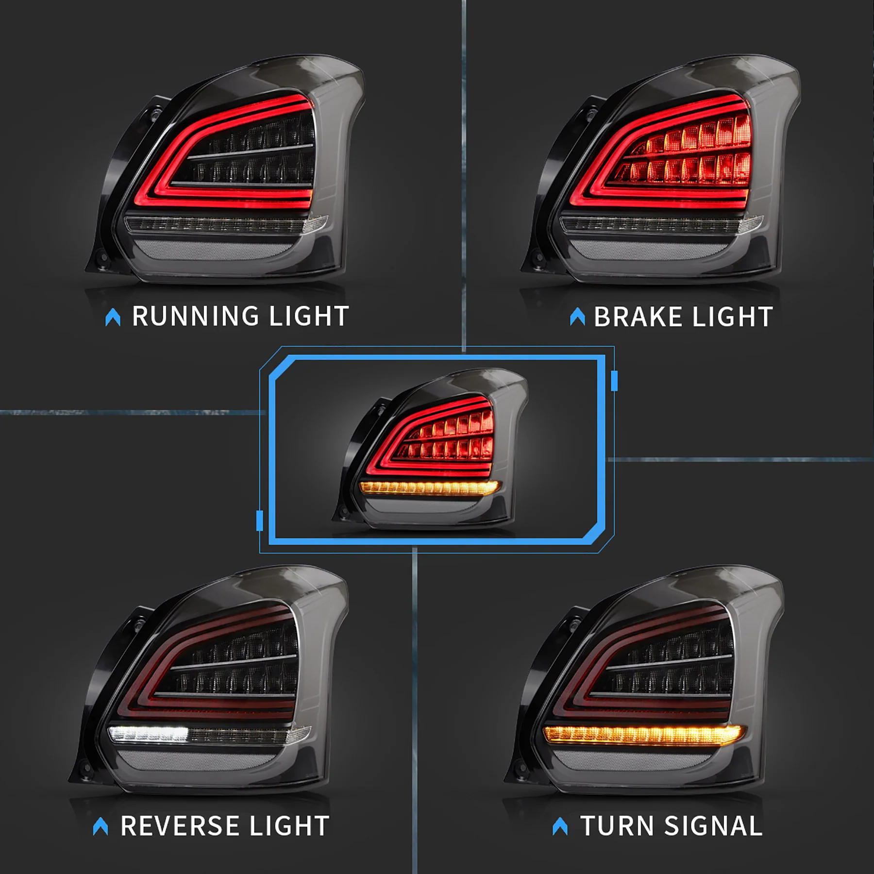 2017-2022 Suzuki Swift Vland LED Tail Lights With Sequential Turn Signal - Image 3