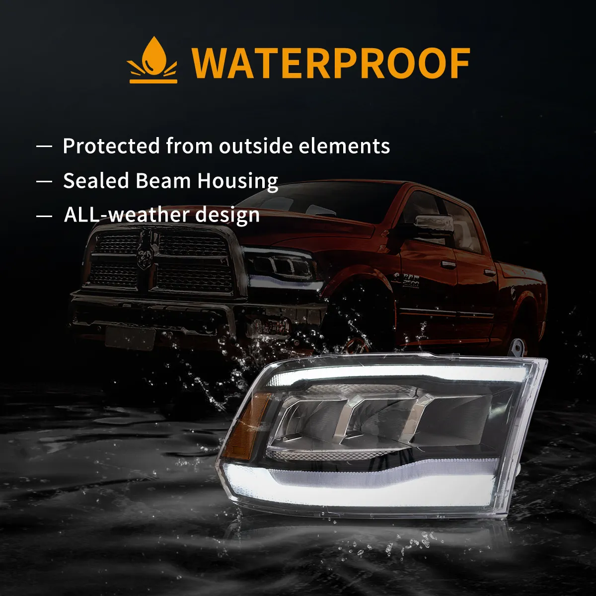 09-18 Dodge Ram 4th Gen 1500 2500 3500 Vland LED Reflection Bowl Headlights [E-mark] - Image 10