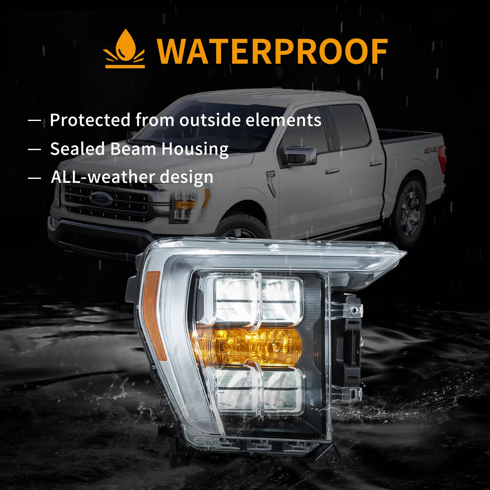 21-23 Ford F150 14th Gen Vland LED Reflection Bowl HeadLights Chrome - Image 10
