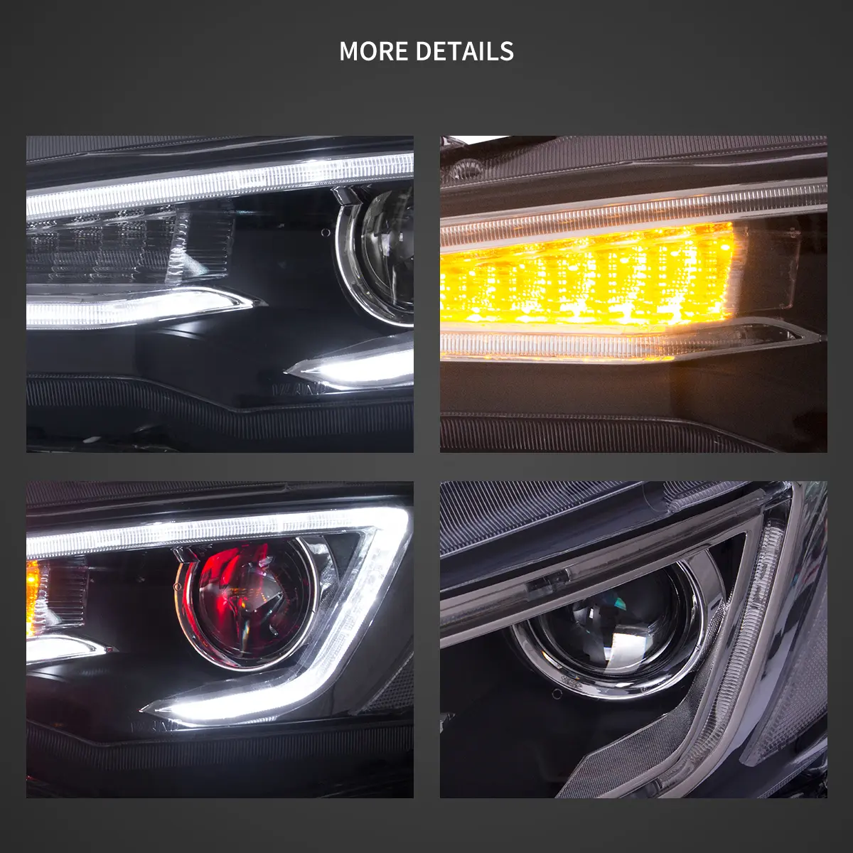 08-17 Mitsubishi Lancer / Evo X Vland Dual Beam Projector Headlights with Demon Eyes Black - Image 12