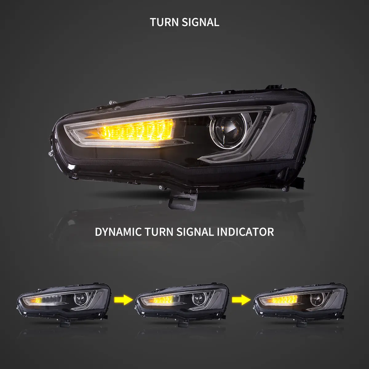 08-17 Mitsubishi Lancer / Evo X Vland Dual Beam Projector Headlights with Demon Eyes Black - Image 8