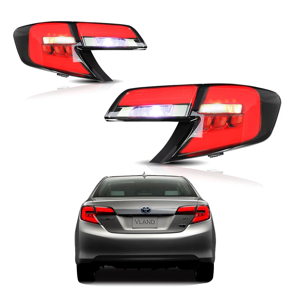 Vland Carlamp LED Tail Lights For Toyota Camry  2012-2014 Red Lens - Image 4