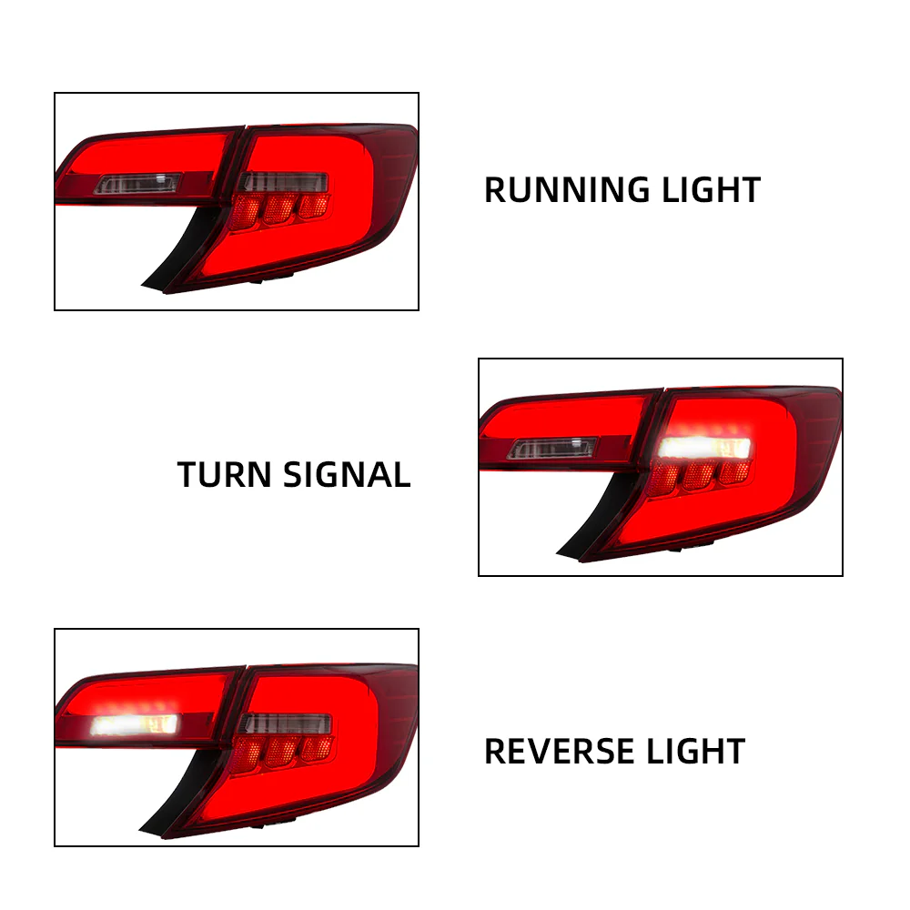 Vland Carlamp LED Tail Lights For Toyota Camry  2012-2014 Red Lens - Image 7