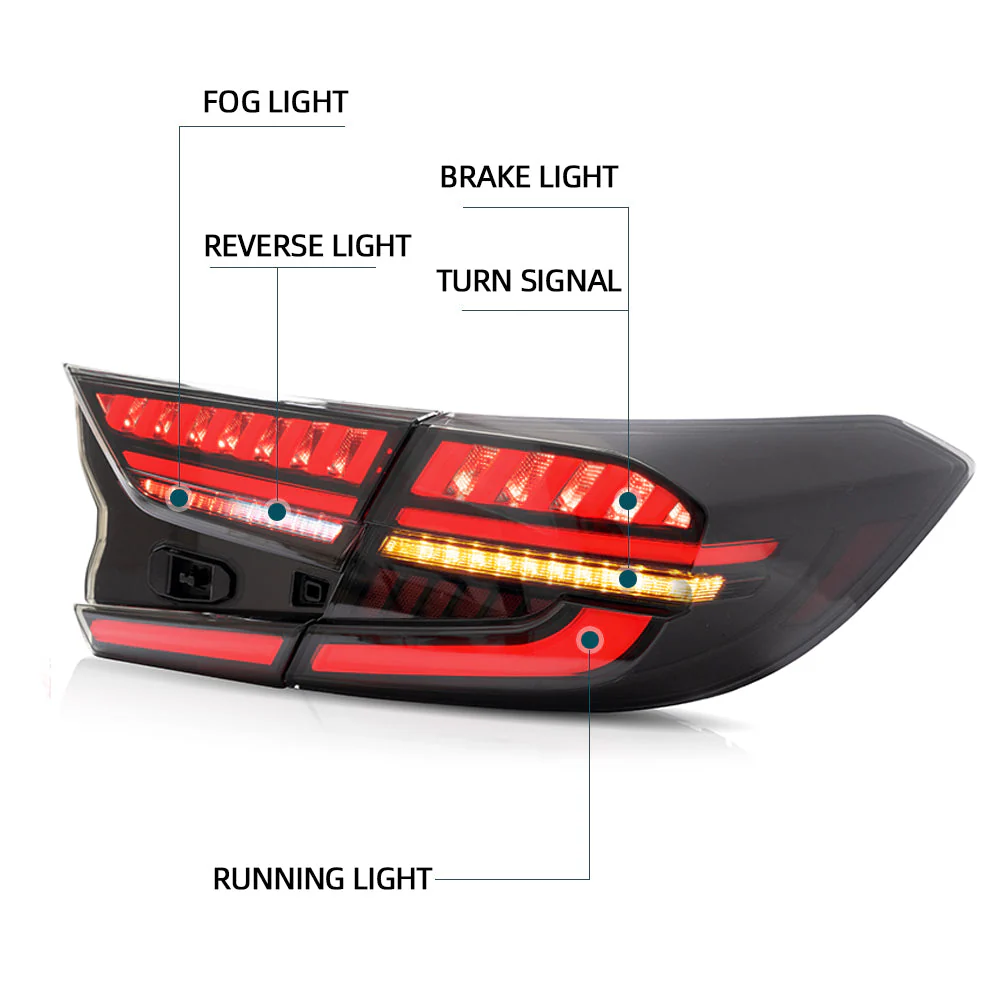 Vland Carlamp Tail Lights for Honda Accord 10th 2018-up w/sequential indicators Red Lens - Image 7