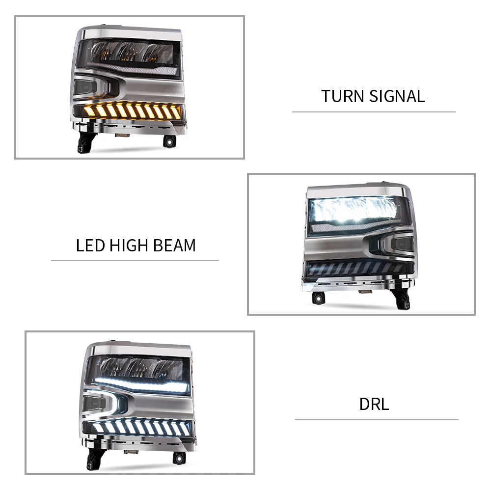 Vland Carlamp Full LED Headlights With Halo Light For Chevrolet Silverado 1500 2016-2018 - Image 13