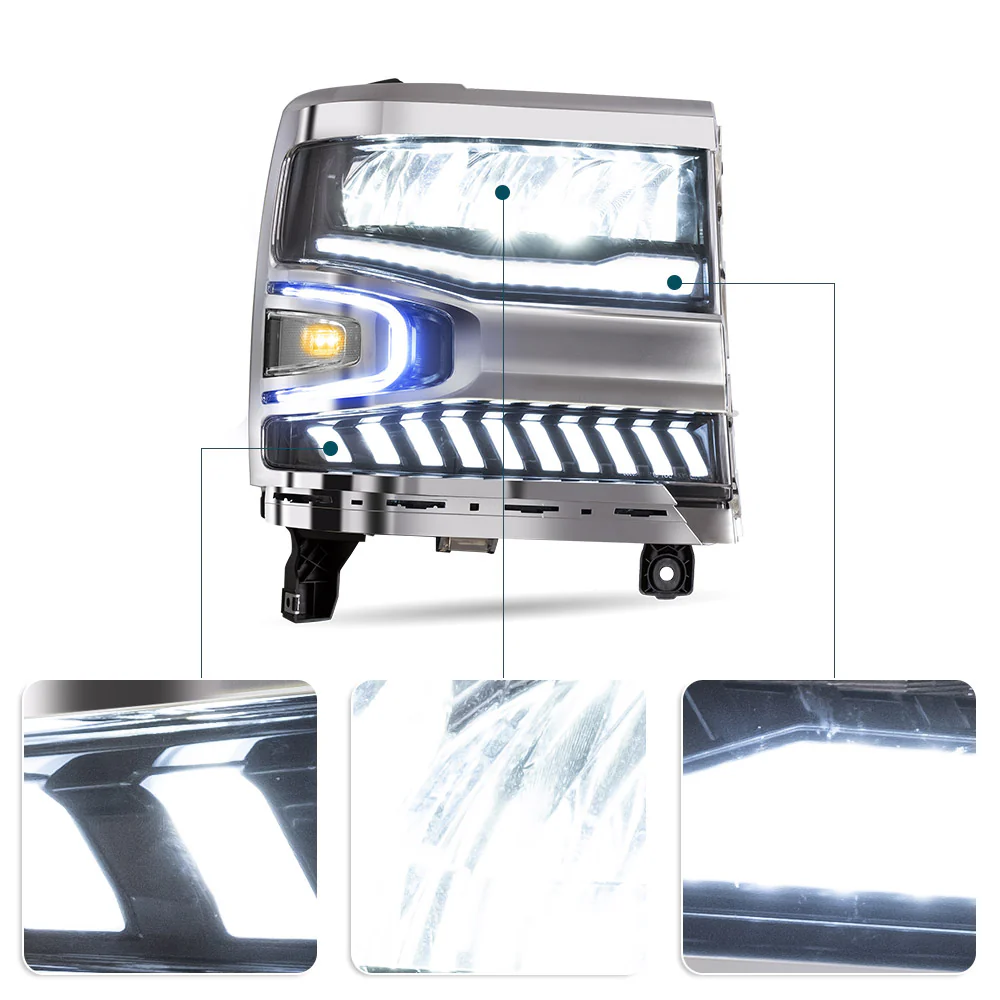 Vland Carlamp Full LED Headlights With Halo Light For Chevrolet Silverado 1500 2016-2018 - Image 8