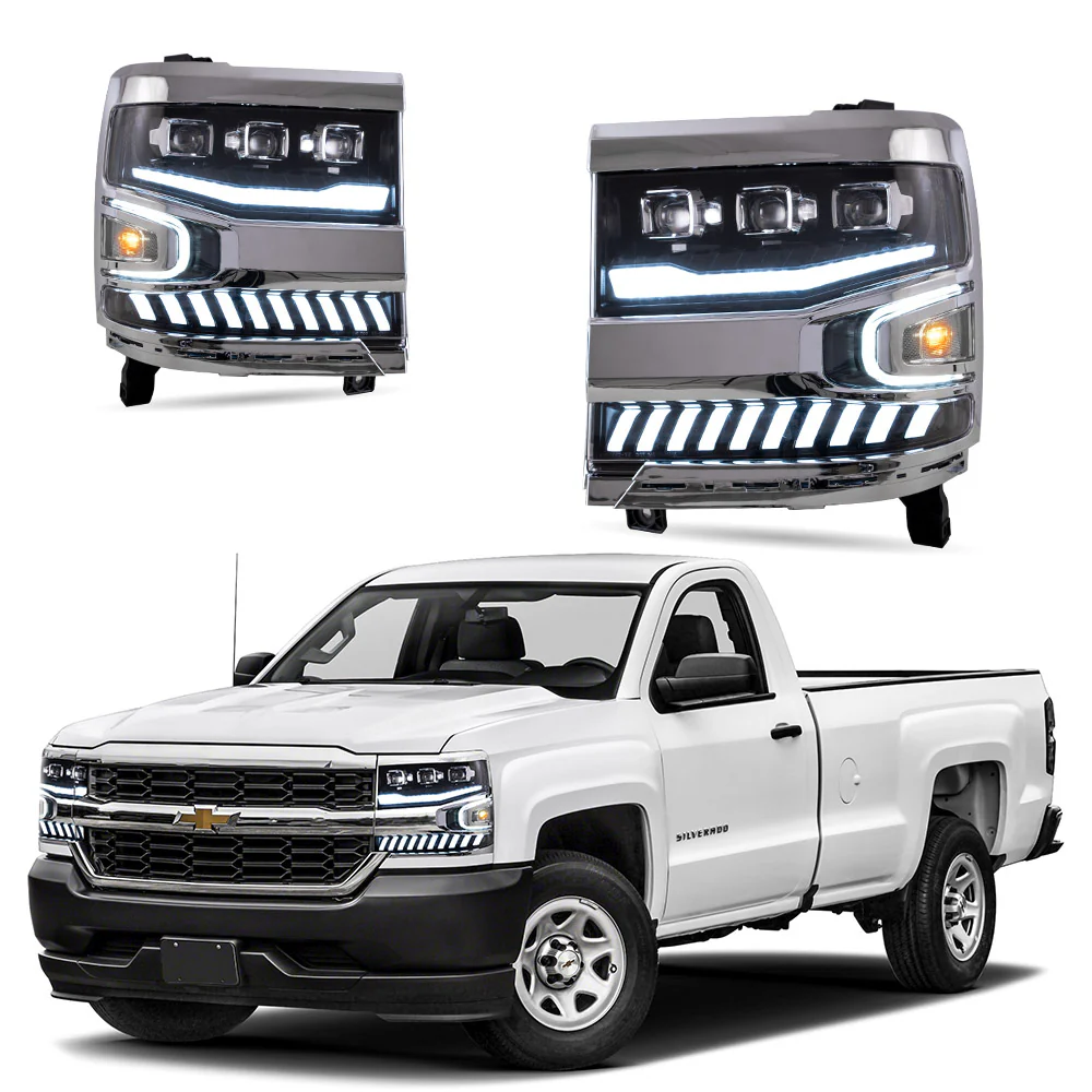 Vland Carlamp Full LED Projector Headlights For Chevrolet Silverado 1500 2016-2018 With LED lens dual beam - Image 12