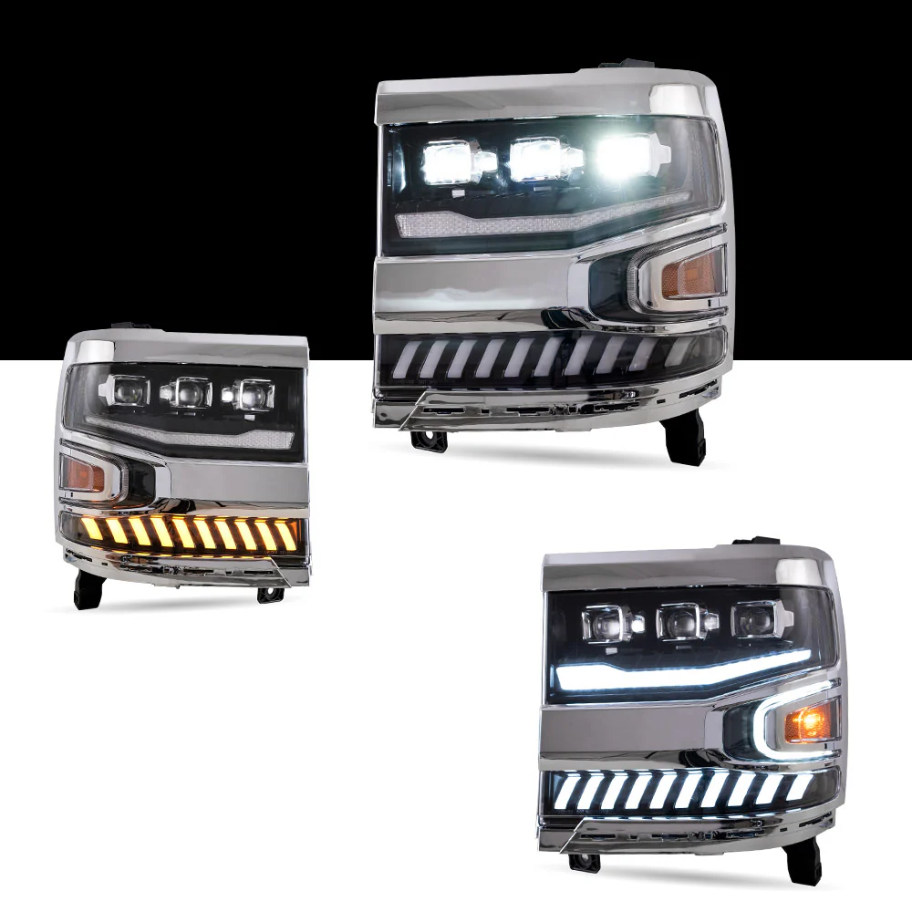 Vland Carlamp Full LED Projector Headlights For Chevrolet Silverado 1500 2016-2018 With LED lens dual beam - Image 4