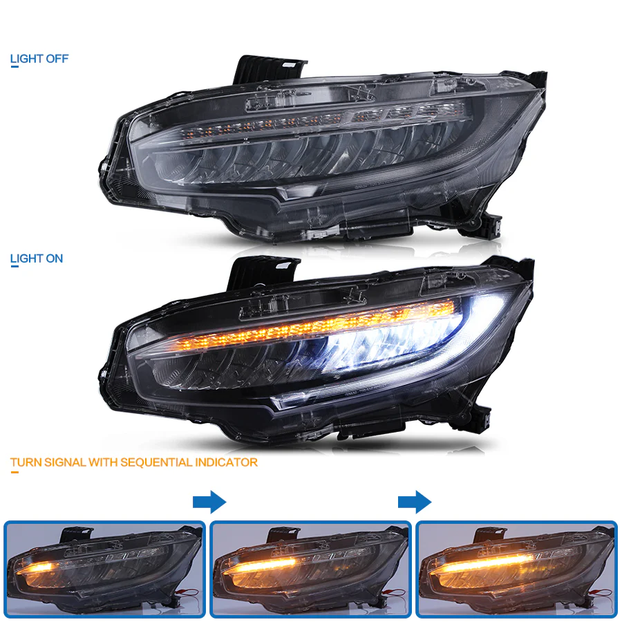 Vland 16-21 Honda Civic Full LED Headlights - Image 4