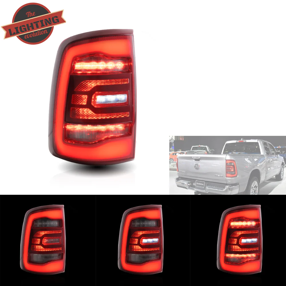 Vland Carlamp Full LED Tail Lights for Dodge Ram 1500 2009-2018 (Red Sequential Turn Signals) - Image 4