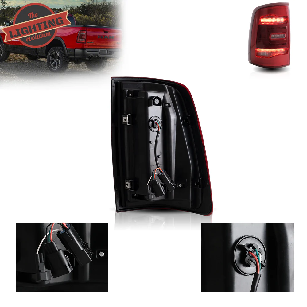 Vland Carlamp Full LED Tail Lights for Dodge Ram 1500 2009-2018 (Red Sequential Turn Signals) - Image 7