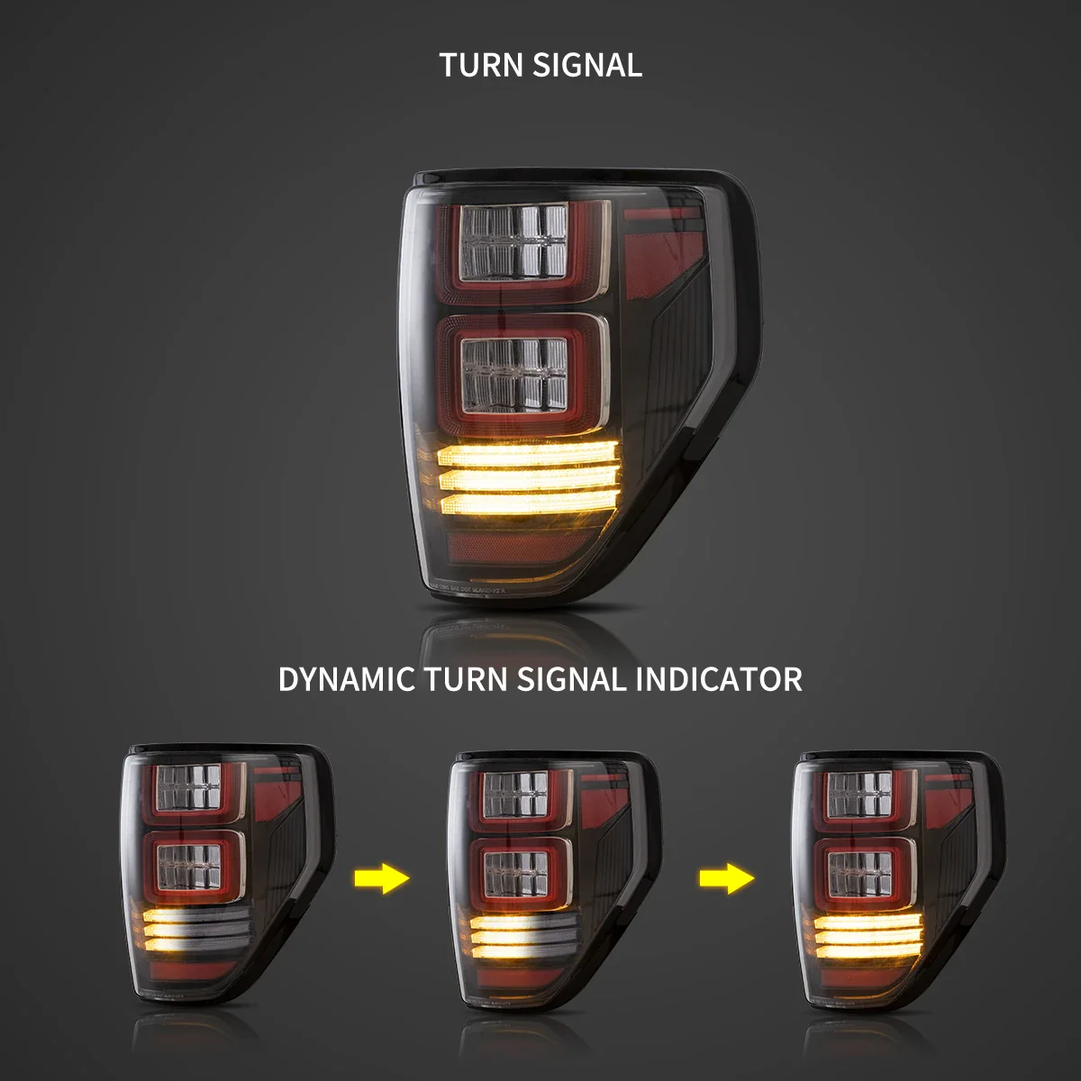 09-14 Ford F150 12th Gen (P415) Vland Tail Lights With Amber Sequential Turn Signal - Image 3