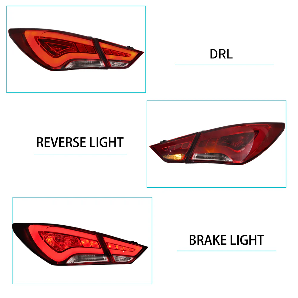 Vland Carlamp Full LED Tail Lights For Hyundai Sonata 6th Gen Sedan 2011-2014 ABS, PMMA, GLASS Material - Image 8