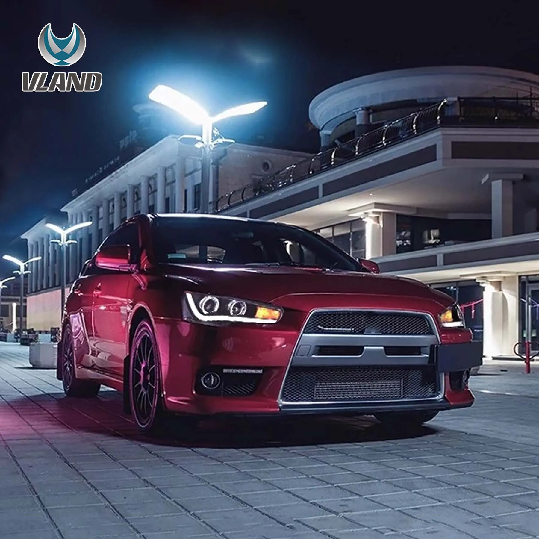 08-17 Mitsubishi Lancer 9th Gen Evo X GSR 10th Gen (CZ4A) Vland Projector HeadLights Black - Image 4