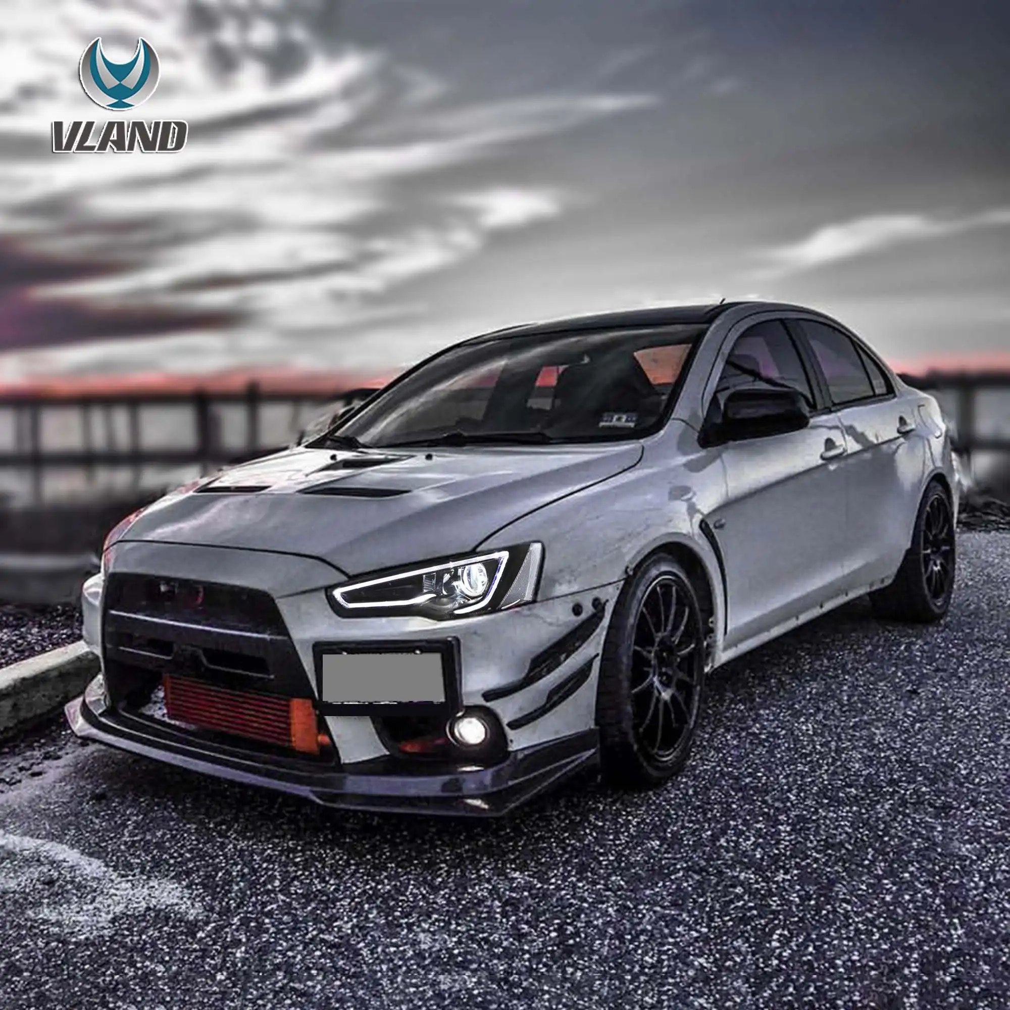 08-17 Mitsubishi Lancer 9th Gen Evo X GSR 10th Gen (CZ4A) Vland Projector HeadLights Black - Image 5