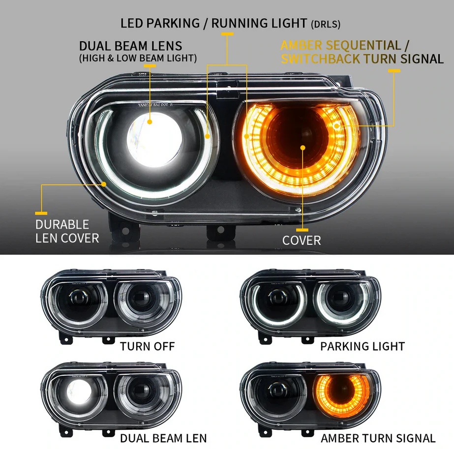 Vland Headlights And Tail Lights For Dodge Challenger 2008-2014 - Image 7