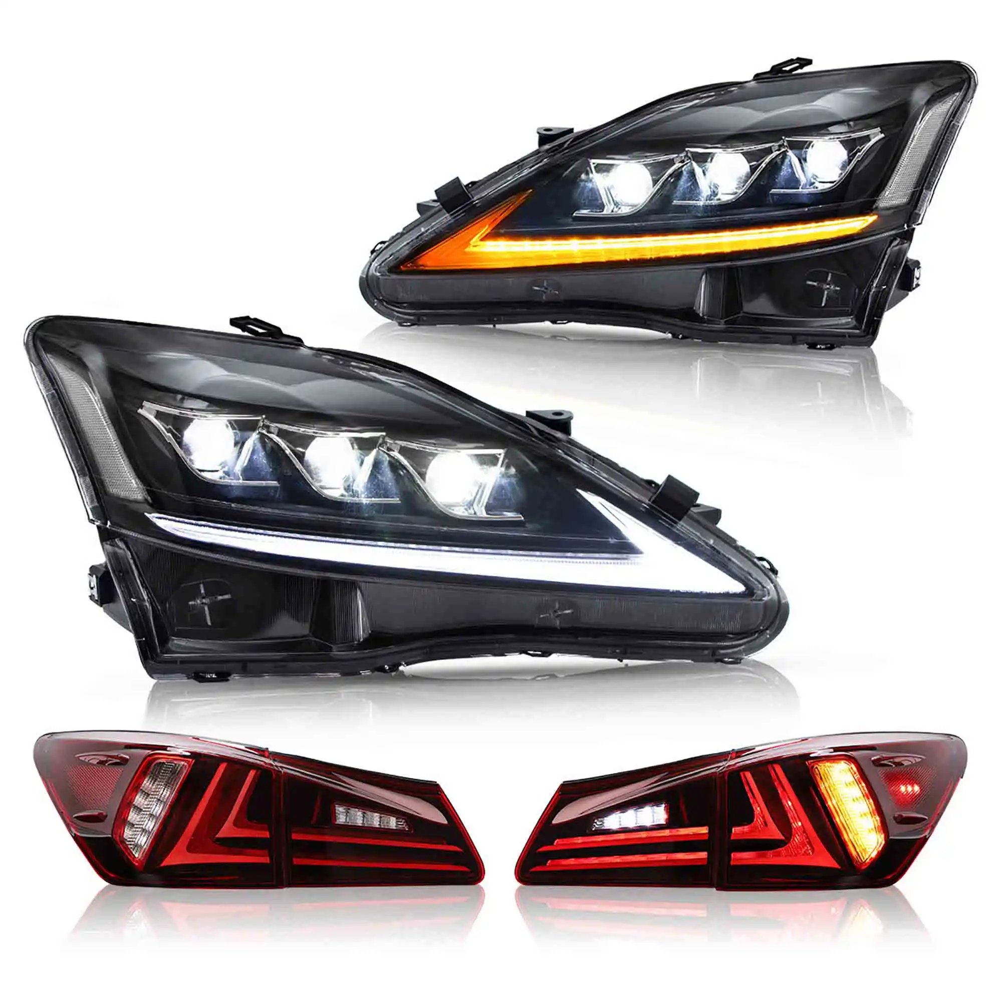 2006-2014 Lexus IS250 IS350 IS F VLAND Headlights + LED Tail Lights Set Kits - Image 3