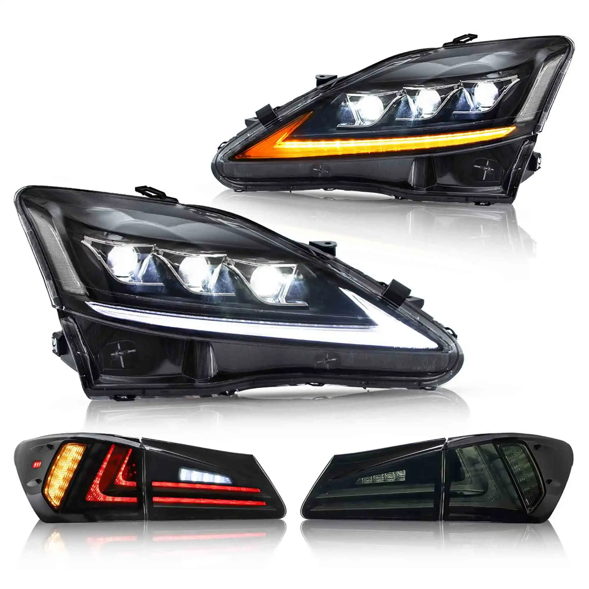 2006-2014 Lexus IS250 IS350 IS F VLAND Headlights + LED Tail Lights Set Kits - Image 4