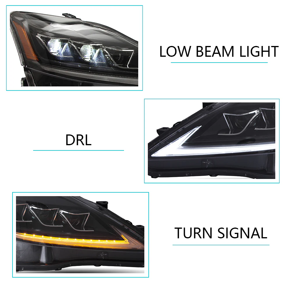 2006-2014 Lexus IS250 IS350 IS F VLAND Headlights + LED Tail Lights Set Kits - Image 9