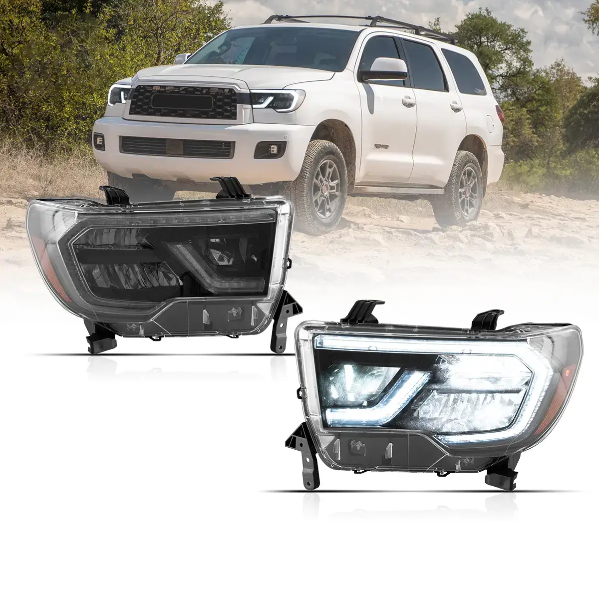 07-13 Toyota Tundra & 08-21 Toyota Sequoia Vland LED Reflection Bowl Headlights - Image 2