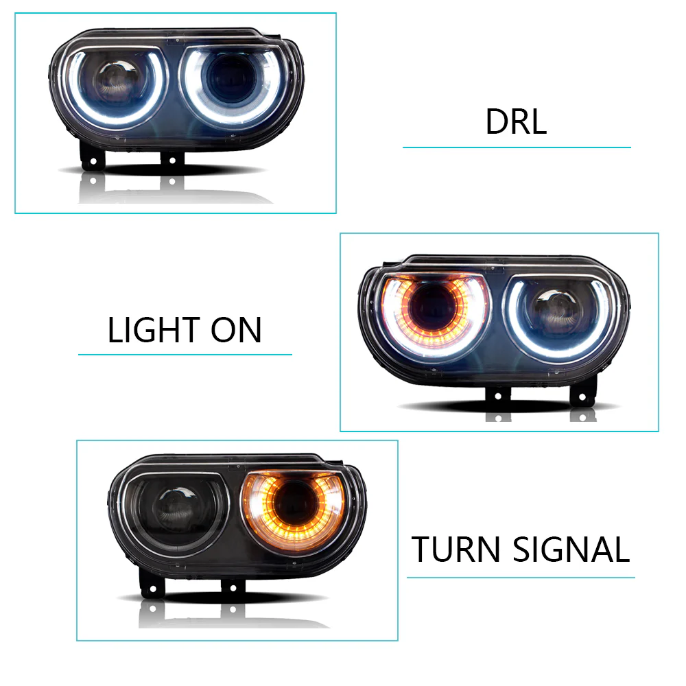 08-14 Dodge Challenger 3th Gen Vland LED HeadLights - Image 7