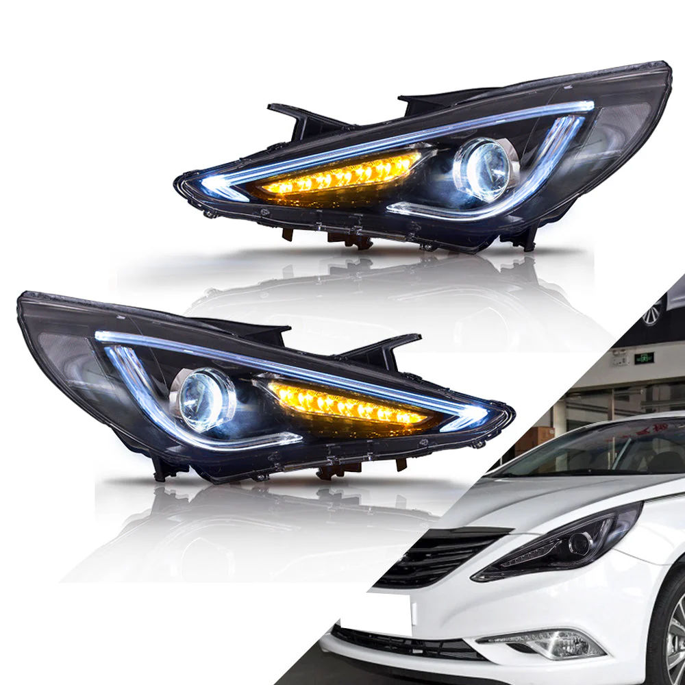 Vland Carlamp  Dual Beam Headlights For Hyundai 2011-2014 Sonata Sequential Demon Eye (Bulbs Not Included) - Image 10
