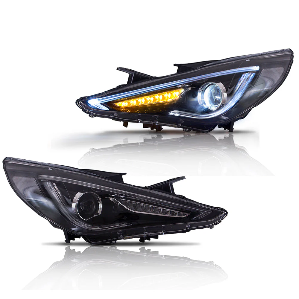 Vland Carlamp  Dual Beam Headlights For Hyundai 2011-2014 Sonata Sequential Demon Eye (Bulbs Not Included) - Image 11
