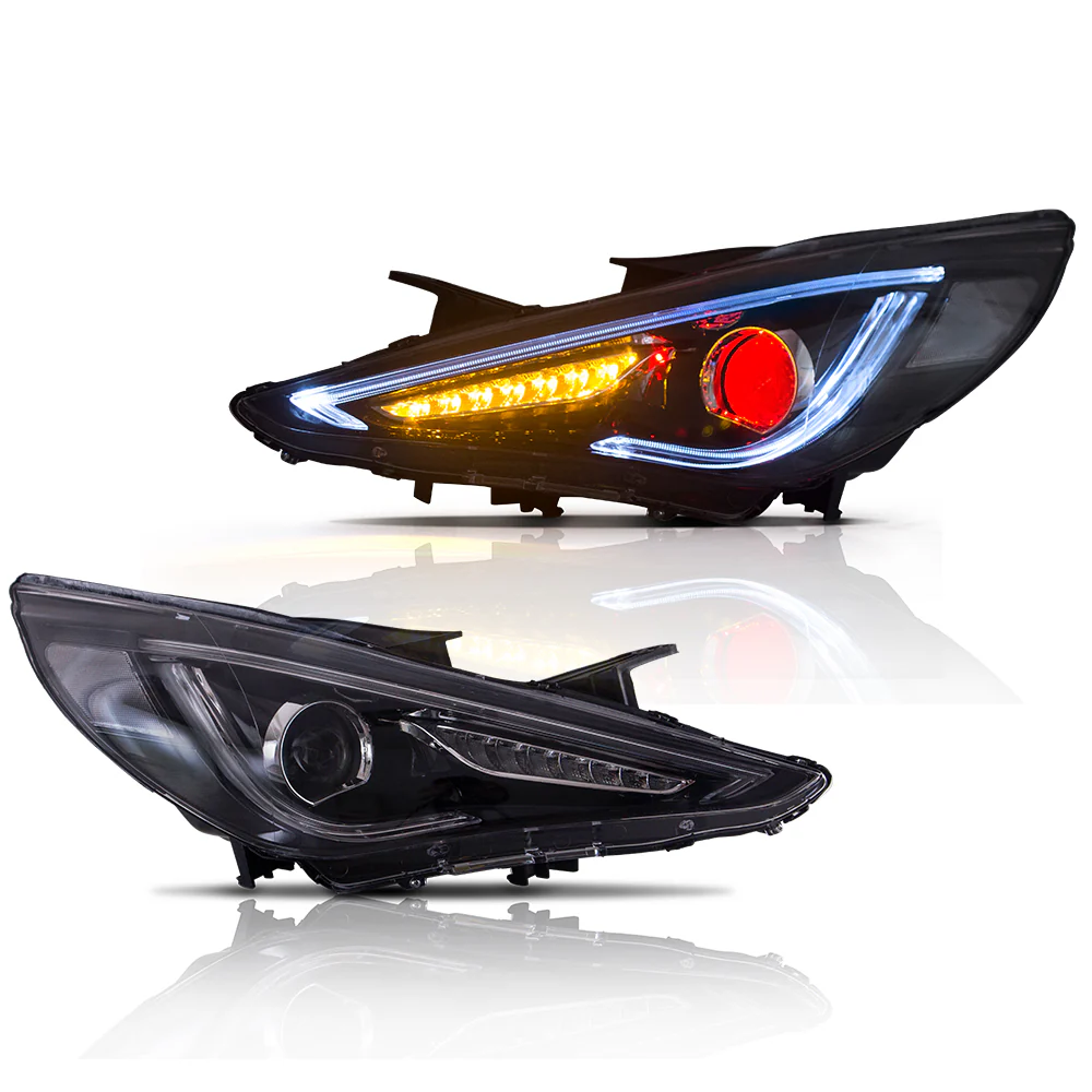 Vland Carlamp  Dual Beam Headlights For Hyundai 2011-2014 Sonata Sequential Demon Eye (Bulbs Not Included) - Image 2
