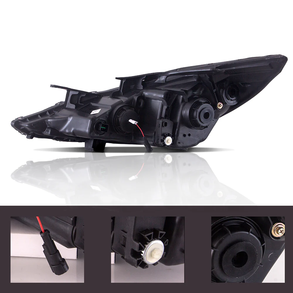 Vland Carlamp  Dual Beam Headlights For Hyundai 2011-2014 Sonata Sequential Demon Eye (Bulbs Not Included) - Image 4