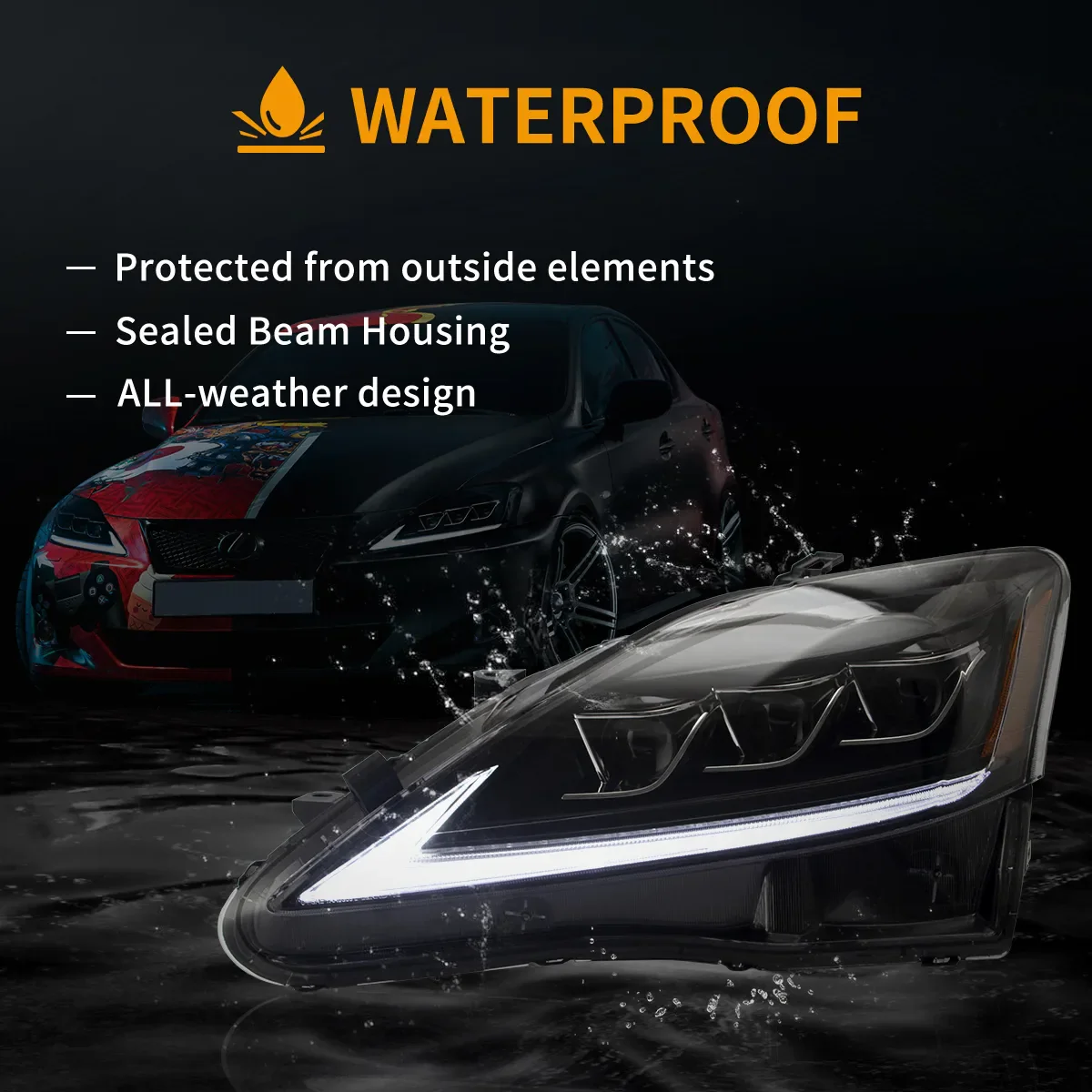 06-12 Lexus IS250/IS250C/IS350/IS220d & 08-14 ISF(XE20) Vland Matrix Projector Headlights E-mark - Image 10