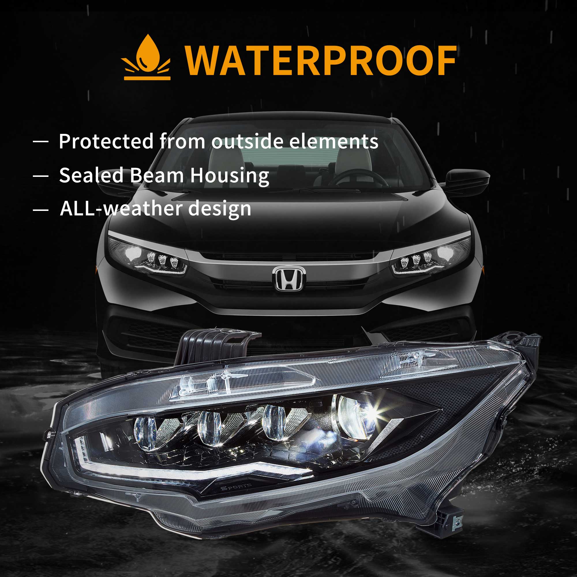 Honda Civic 10 Sedan/Coupe/Hatchback/Type R 2016-2021 Vland LED Headlights - Image 11