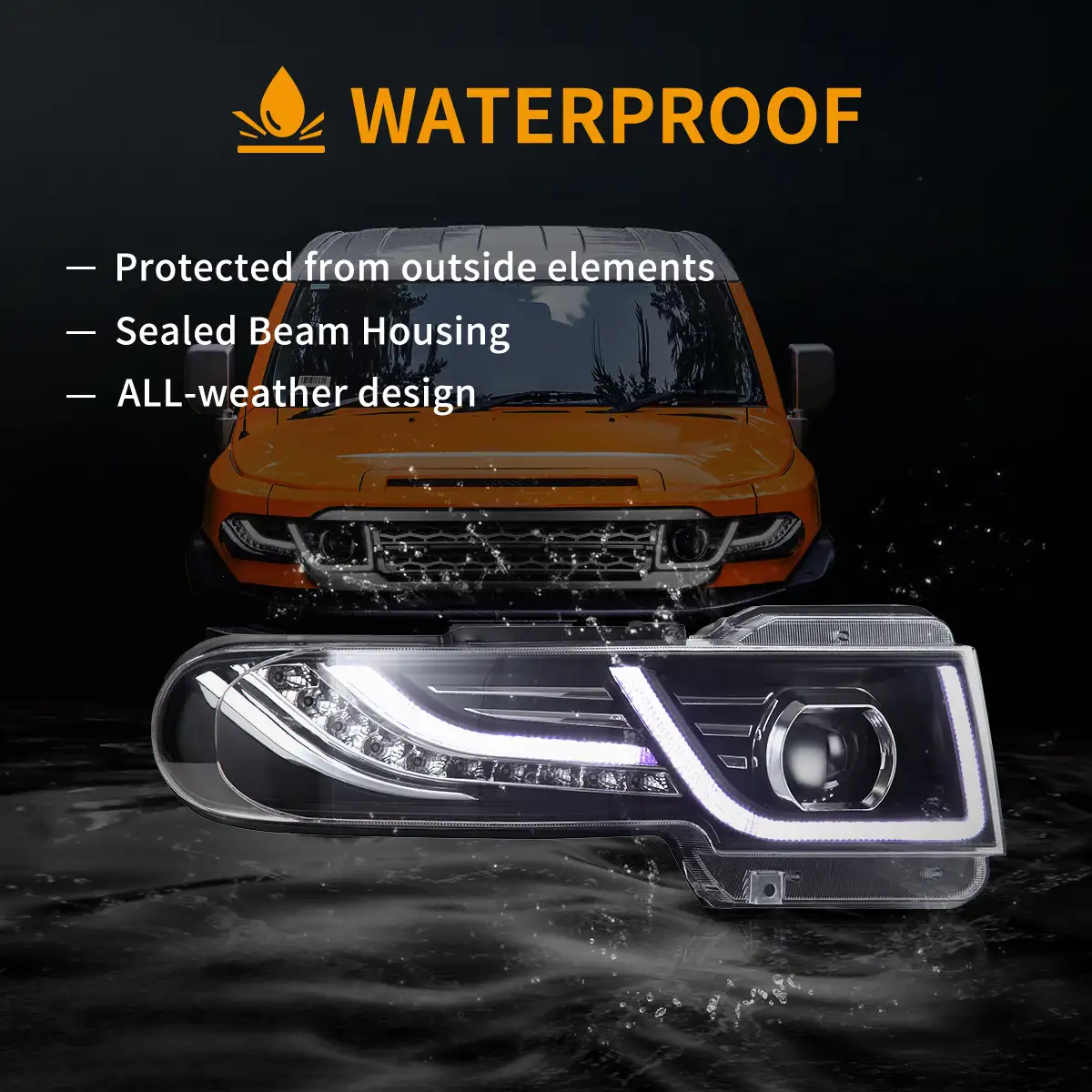 06-22 Toyota FJ Cruiser XJ10 Vland Dual Beam Projector Headlights With Grille - Image 10
