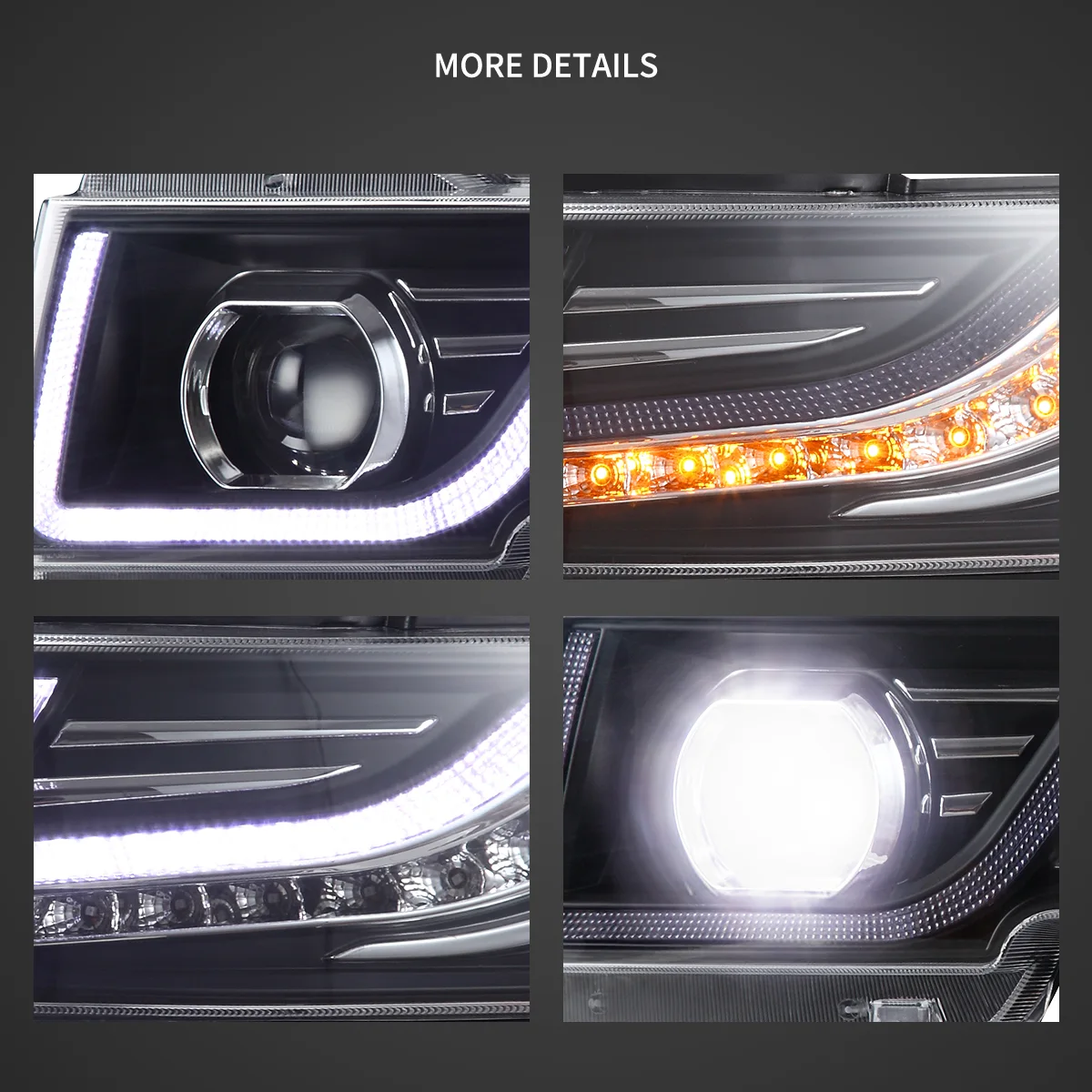 06-22 Toyota FJ Cruiser XJ10 Vland Dual Beam Projector Headlights With Grille - Image 6