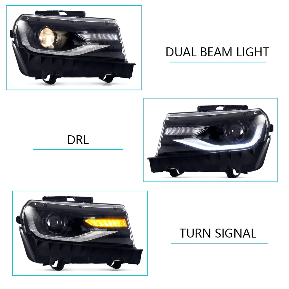 Vland Carlamp headlights For Chevrolet Camaro 2014-2015 With Sequential Indicators(Bulbs NOT Included) - Image 7