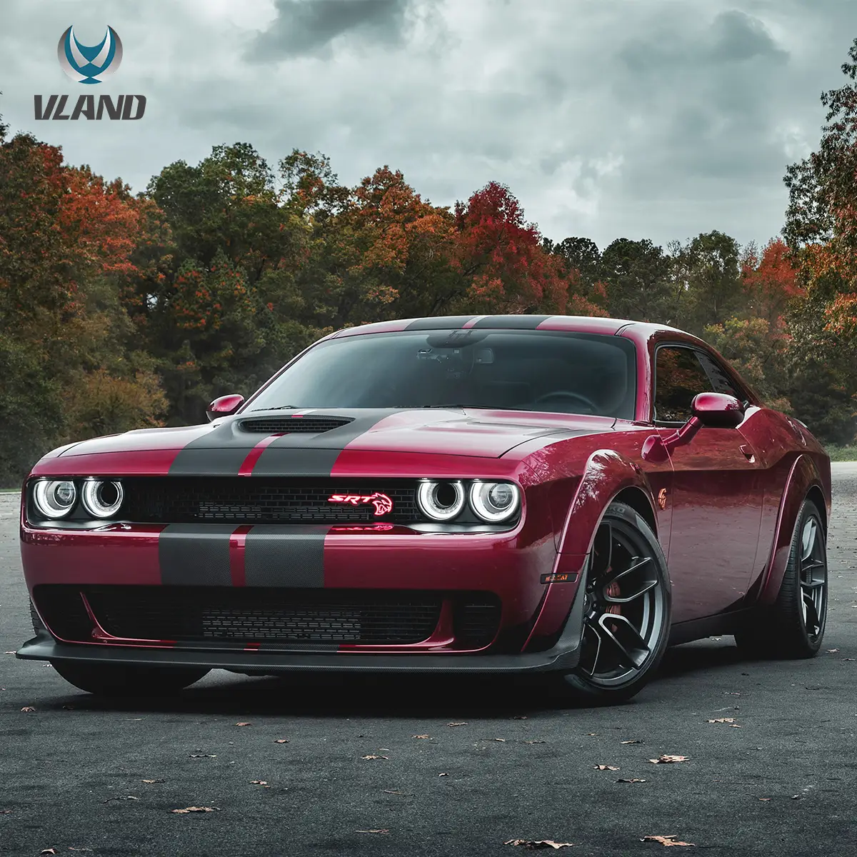 15-24 Dodge Challenger 3th Gen Facelifted Vland Dual Beam Projector HeadLights Black - Image 5