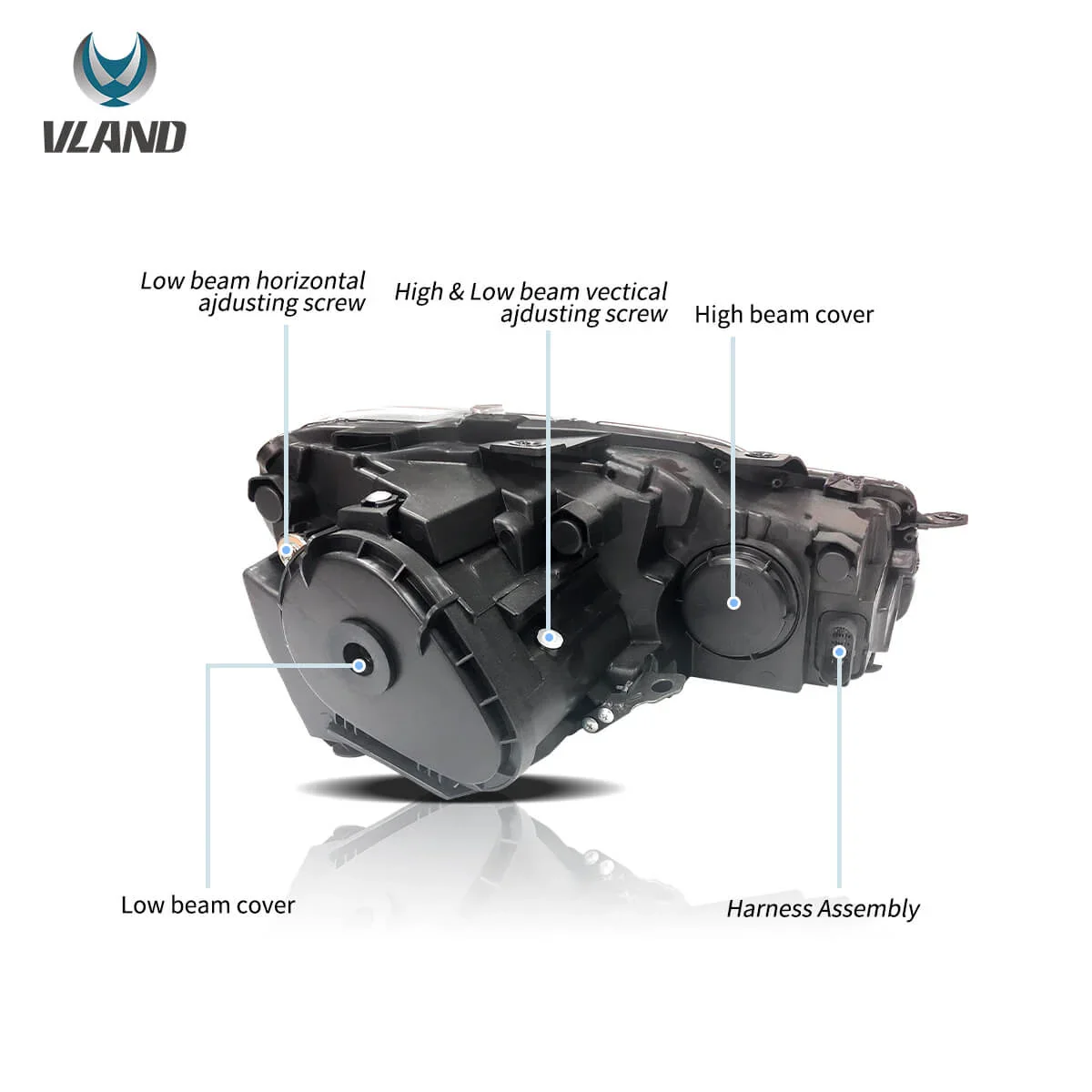 08-14 VW Golf Mk6 Vland Dual Beam Projector Aftermarket Headlights With Demon Eyes E-mark - Image 8