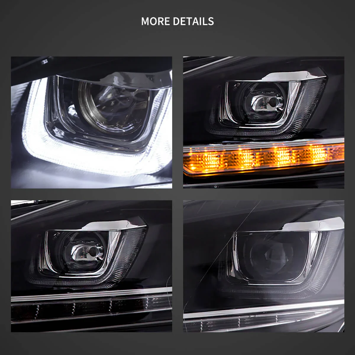 08-14 VW Golf Mk6 Vland Dual Beam Projector Aftermarket Headlights With Demon Eyes E-mark - Image 9