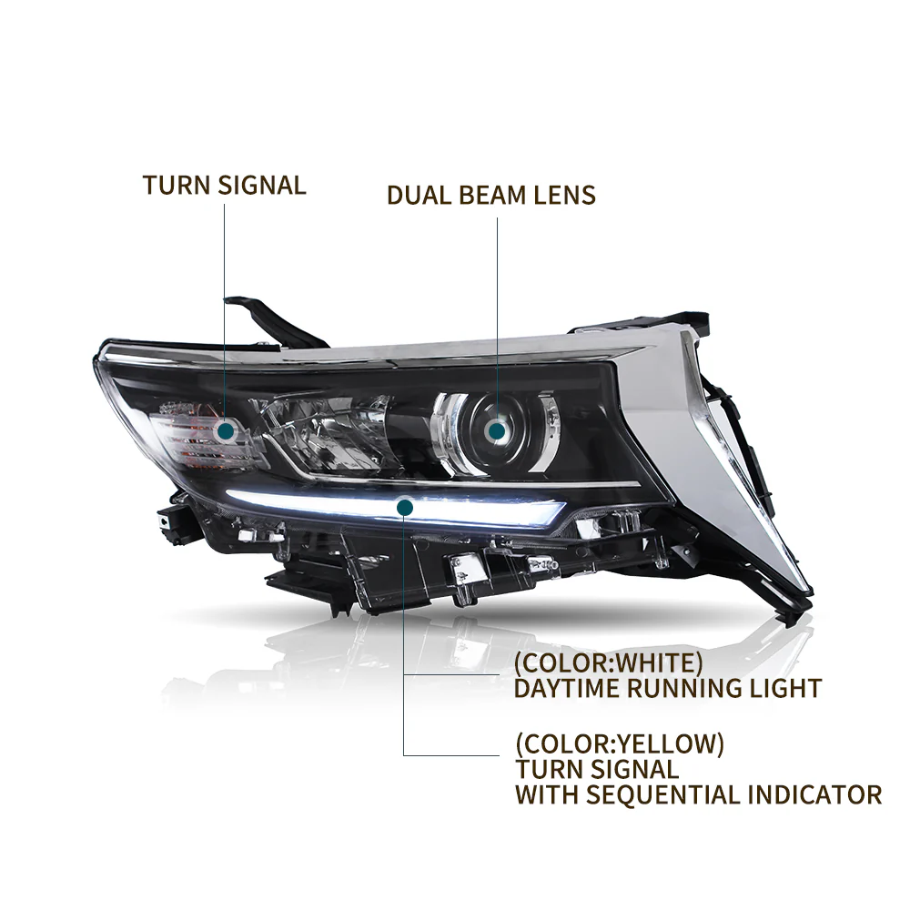 Vland Carlamp LED Projector Headlights for Toyota Land Crusier Prado 2016-2021 | Vland - Image 4