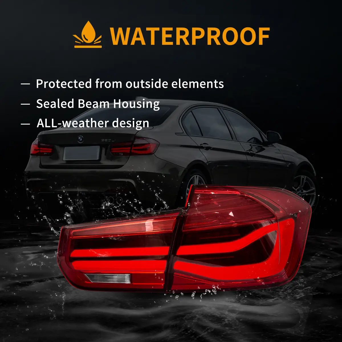 2012-2018 BMW F30 F80 M3 3-Series Vland LED Tail Lights With Sequential Turn Signal [E-mark] - Image 12